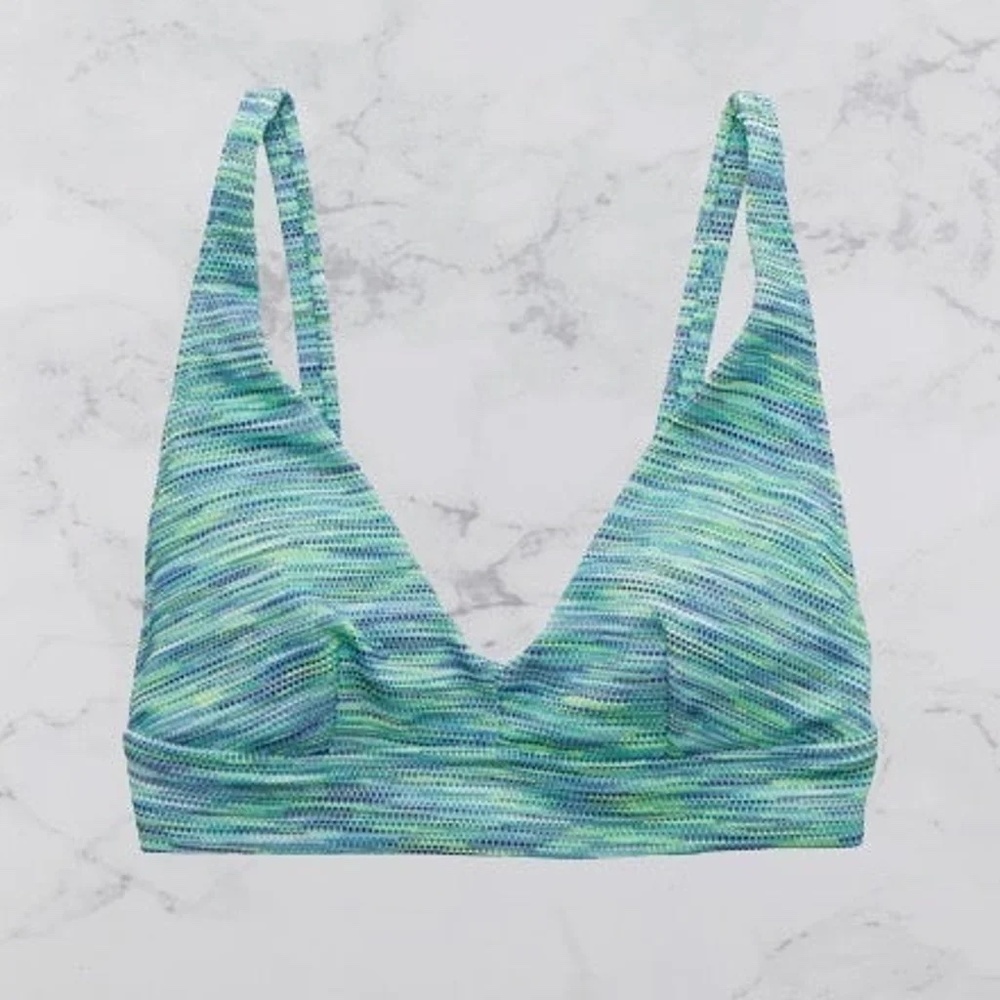 **NEW** AERIE SPACE DYE PIQUE V SCOOP BIKINI TOP